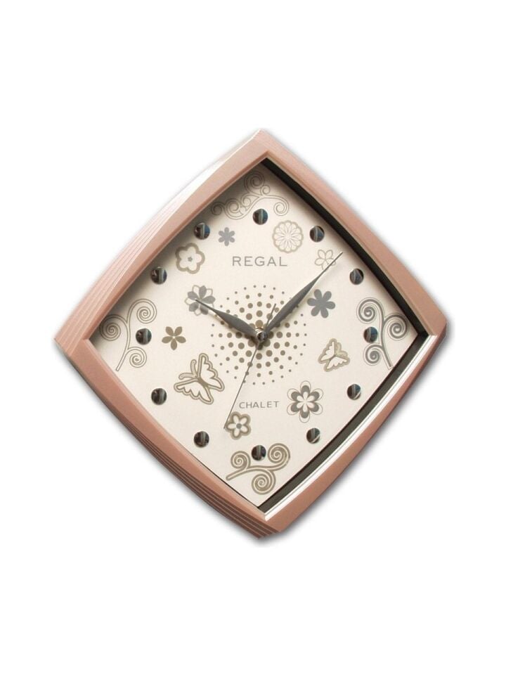 Regal 0434 PI Basamaklı Köşeli Çiçekli Kadran Duvar Saatı