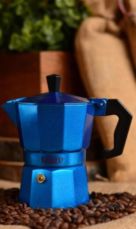 Taşev T1194 Piccolo Moka Pot 3 Fincan Mavi