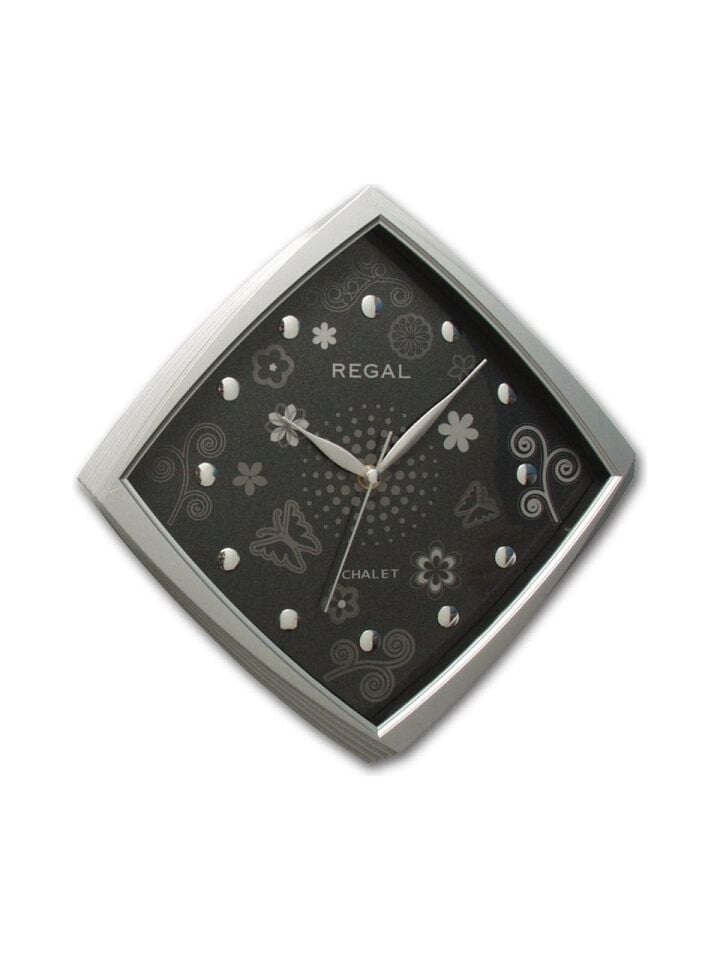 Regal 0434 SB Basamaklı Köşeli Çiçekli Kadran Duvar Saatı