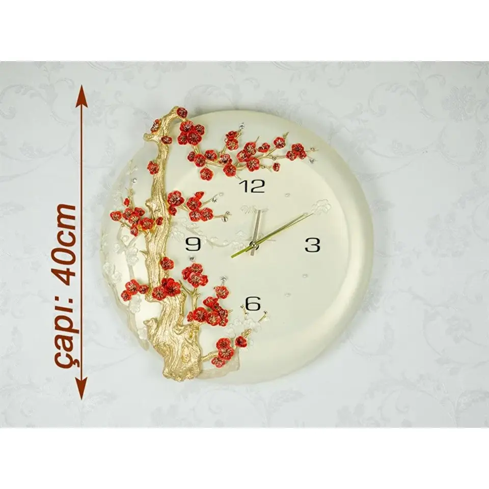 Regal 1009 R Ultıma Kabartma Çiçek Desenli 40Cm Duvar Saati