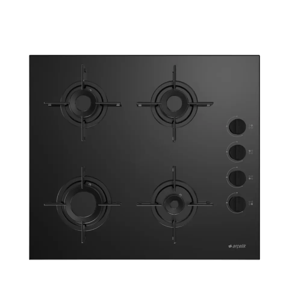 Arçelik OCD T 601-1 ES Gazlı Cam Tablalı Ocak Siyah